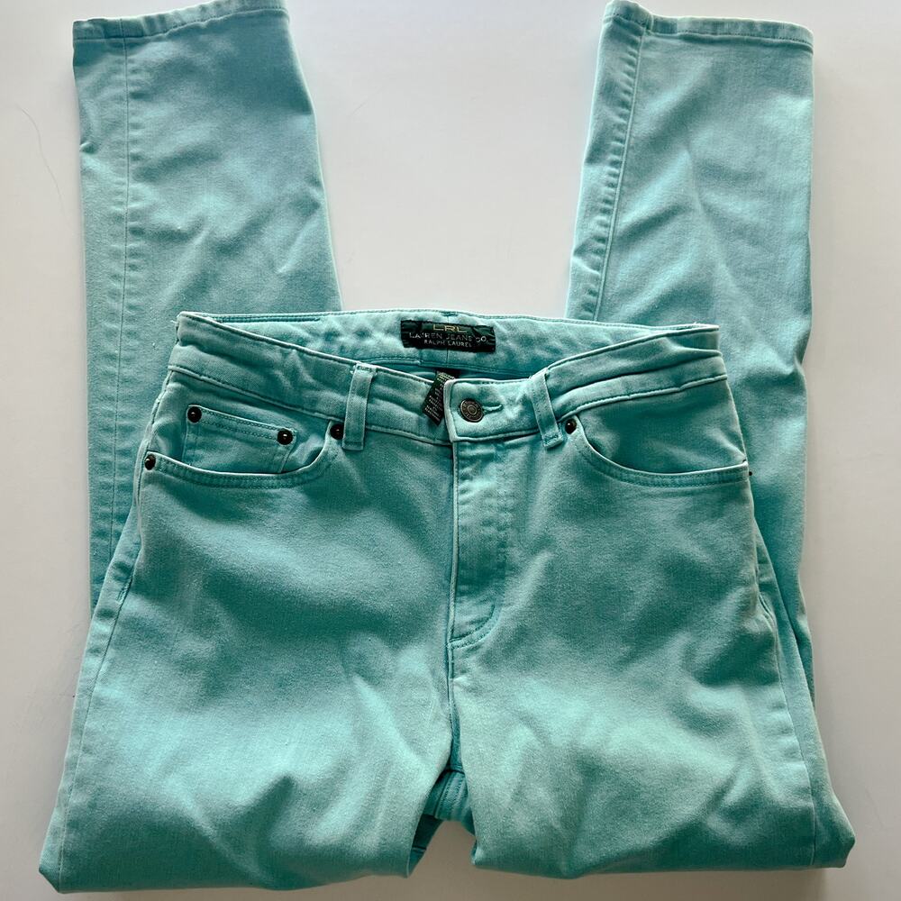 LRL Lauren Jeans Co Turquoise Straight Leg Leather Patch Y2K Women's 6
